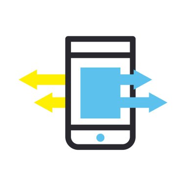 akıllı telefon ok satırı ve biçim ikon vektör tasarımı