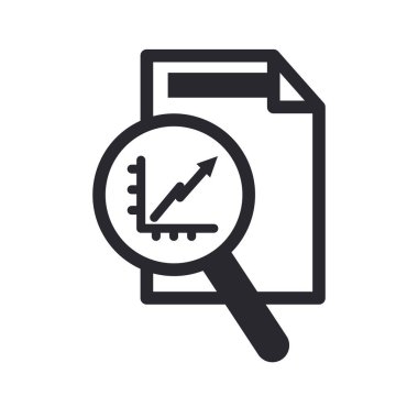 Lupe ve belge satırı biçim vektör tasarımında ok grafiğini arttır