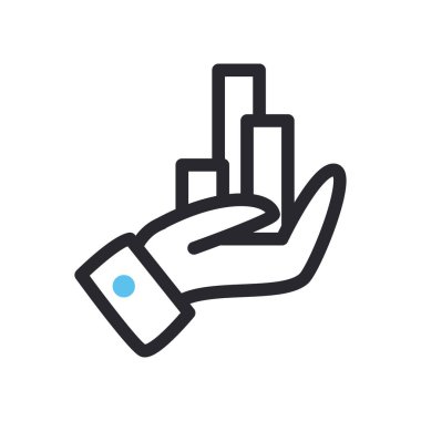 El çizgisi üzerindeki çubuk grafiği ve biçim ikonu vektör tasarımını doldur