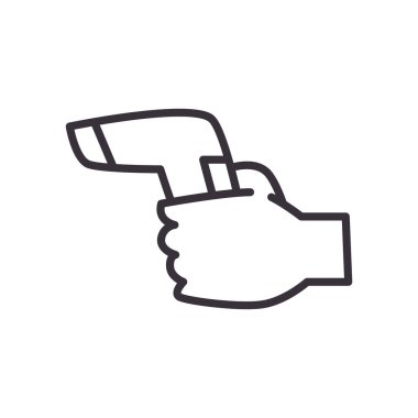 elele tutuşan elektronik termometre çizgisi biçim vektör tasarımı