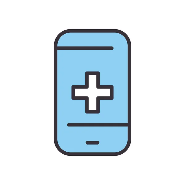Smartphone médico com linha cruzada e design de vetor ícone de estilo de preenchimento —  Vetores de Stock