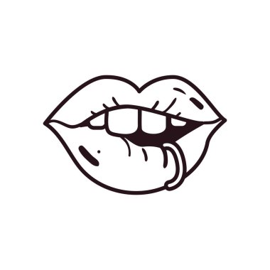 piercing tarzı ikon vektör tasarımlı pop sanat kadını ağzı