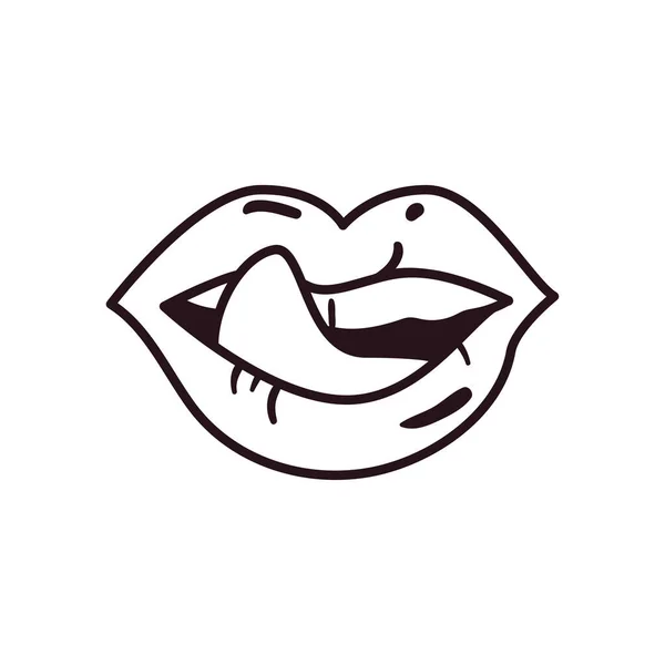 Pop art female mouth showing tongue line style icon vector design — 스톡 벡터