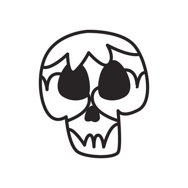 Día mexicano de muertos cabeza del cráneo forma libre línea estilo icono vector diseño — Vector de stock