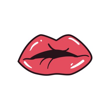 pop sanatının kadın ağız hattı ve biçim ikonu vektör tasarımını doldur