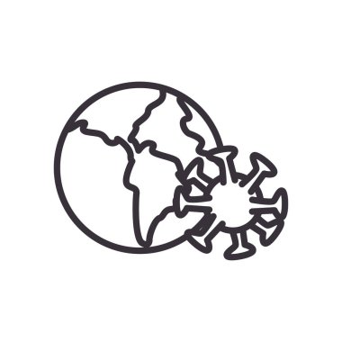 Dünya çizgisi biçim vektör tasarımlı Covid 19 virüsü