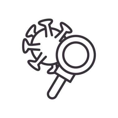 Lupe çizgisi biçim vektör tasarımlı Covid 19 virüsü