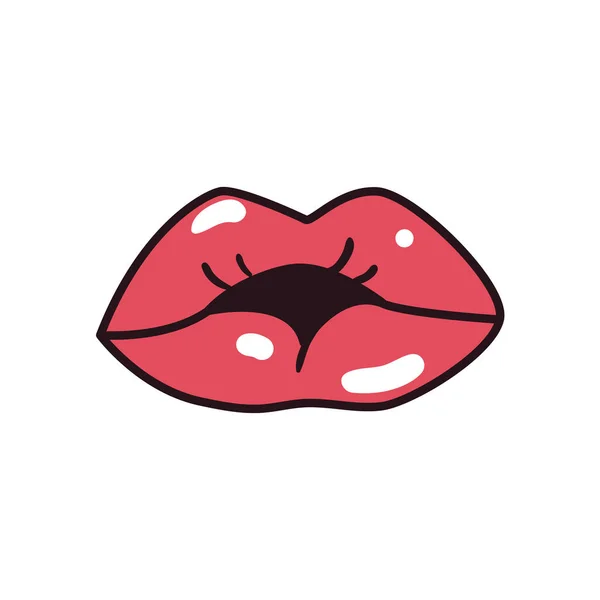 Pop art female mouth line and fill style icon vector design — 스톡 벡터