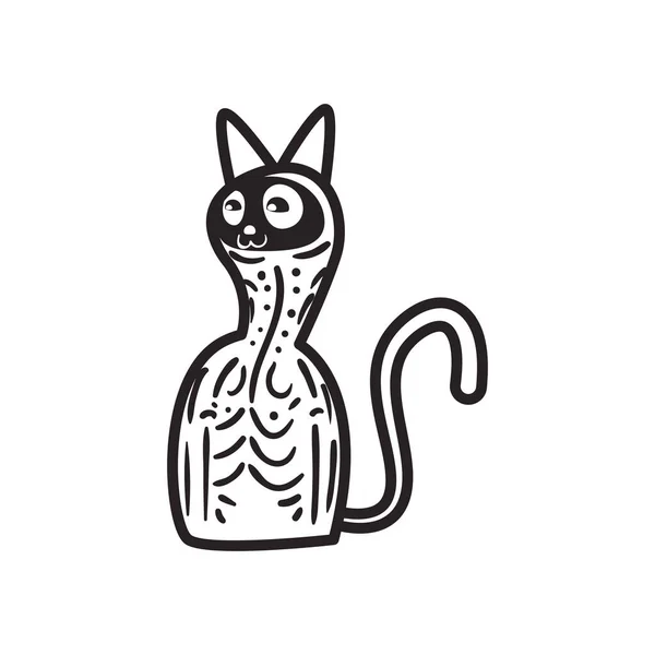 Jour mexicain des morts crâne chat forme libre ligne style icône vectoriel design — Image vectorielle