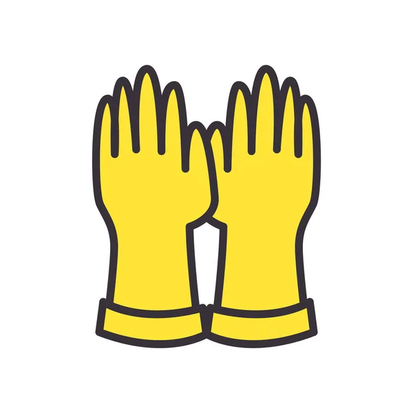 Línea de guantes médicos y diseño de vectores icono de estilo de relleno — Vector de stock
