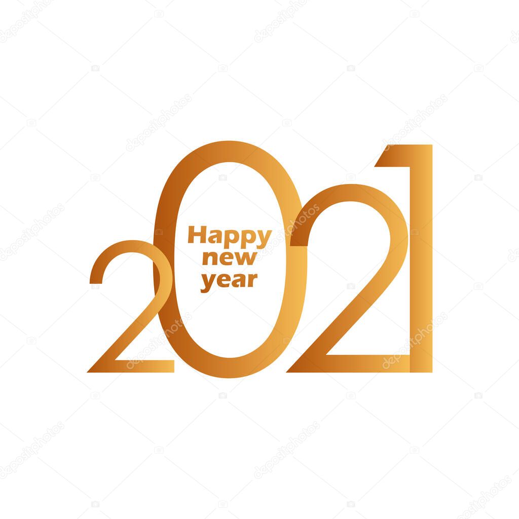 Happy new year 2021 gold gradient style icon vector design