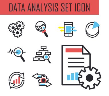 lupe ve belge satırındaki çubuk grafiği ve biçim ayarlama vektör tasarımı simgeleri