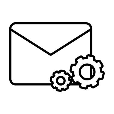 Dişli tekerlek simgesi içeren zarf, satır biçimi