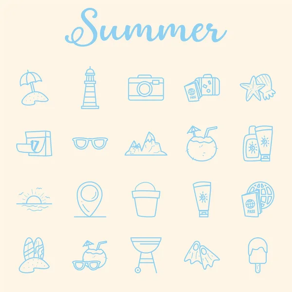 Summer line style collection of icons vector design — Stock Vector