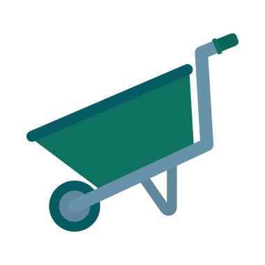 Bahçe işleri el arabası simgesi, düz stil