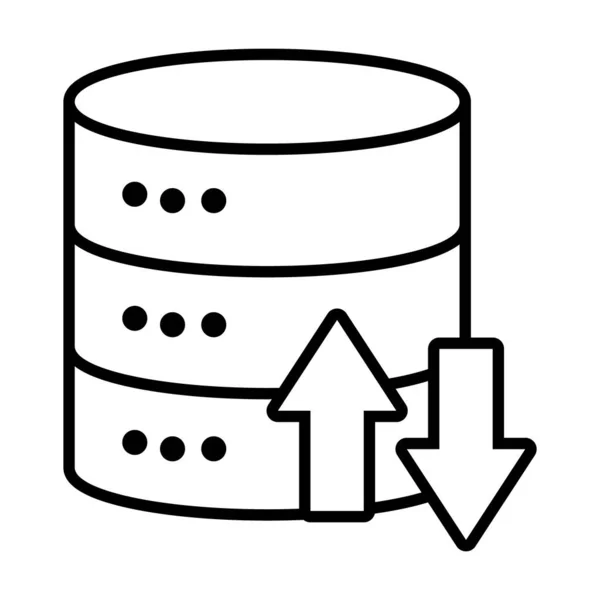 Servidor de datos con flechas de carga y descarga, estilo de línea — Archivo Imágenes Vectoriales