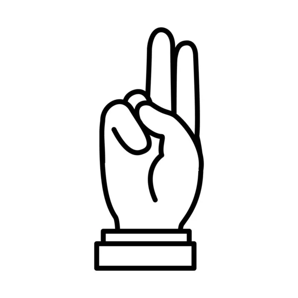 Handbewegung, die den Buchstaben U auf der Zeichensprache zeigt, Linienstil — Stockvektor