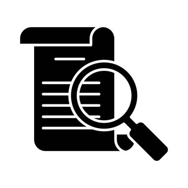 belge ve büyütme cam simgesi, siluet biçimi