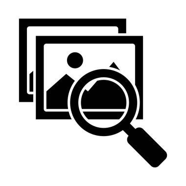 resimler ve büyüteç simgesi, siluet biçimi