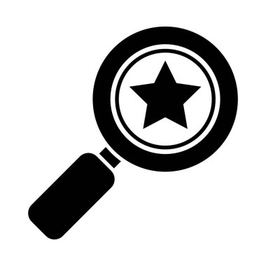 Yıldız simgesi ile büyüteç, siluet tarzı