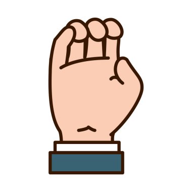 İşaret Dili, Satır ve Doldurma Biçiminde E harfini gösteren el hareketi