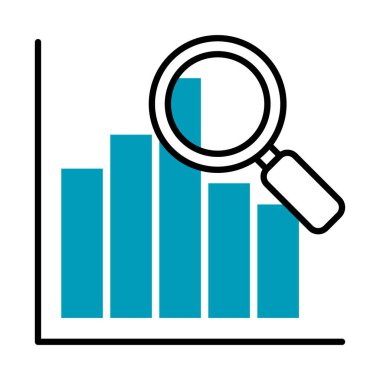 Büyüteç simgesi ile grafik çubuk grafiği, yarım çizgi yarı renk