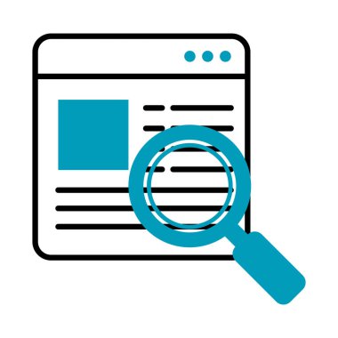 tarayıcı ve büyüteç simgesi, yarı çizgi yarı renk