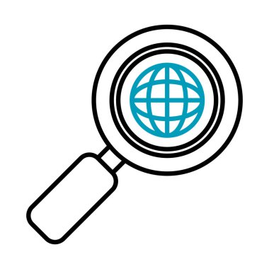 Küresel küre simgesine sahip büyüteç, yarı çizgi yarı renk