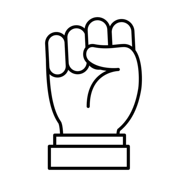 Hand gest visar S bokstav, linje stil — Stock vektor