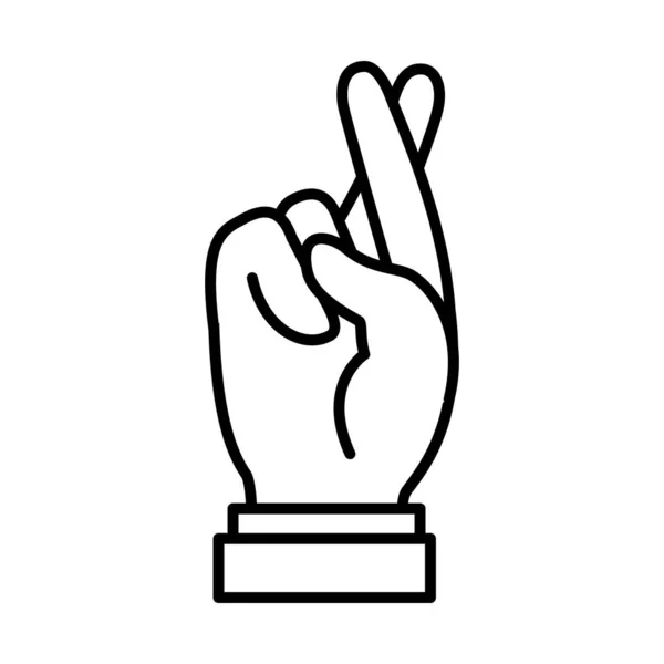 Ruční gesto ukazující písmeno R na znakovém jazyce, styl čáry — Stockový vektor
