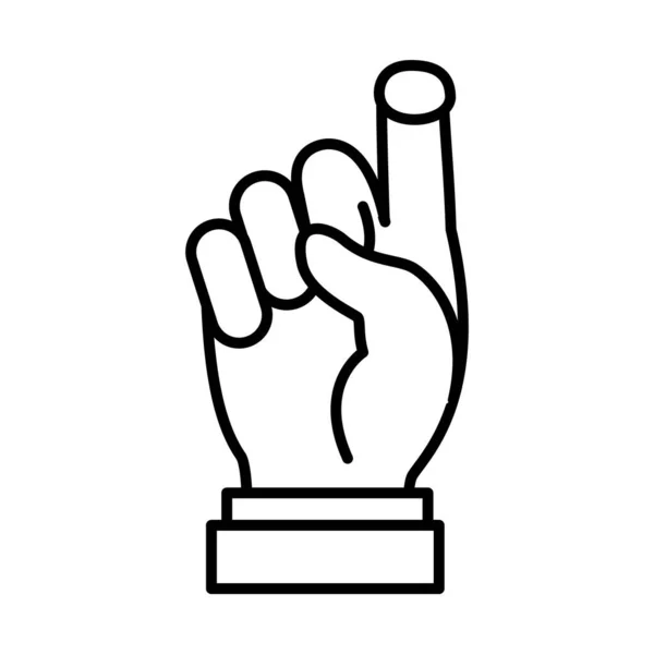 Mano gesto que muestra la letra X en el lenguaje de señas, estilo de línea — Vector de stock