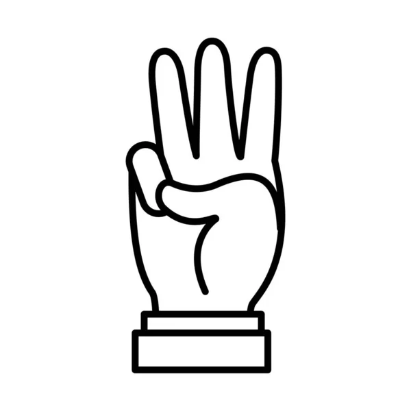 Ручний жест, що показує 3 числа, стиль рядка — стоковий вектор