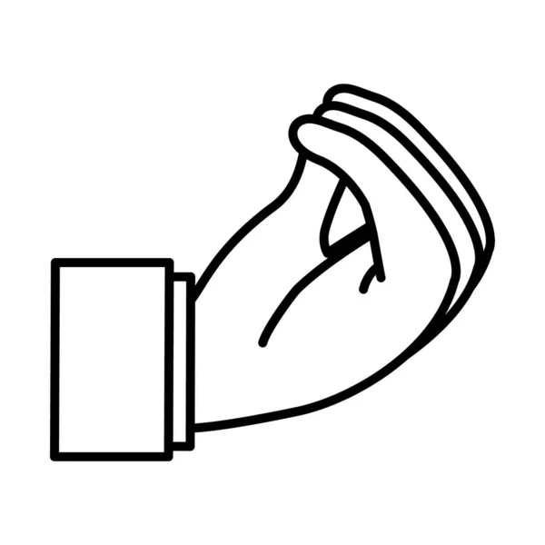 Handgebaar met letter M op gebarentaal, lijnstijl — Stockvector