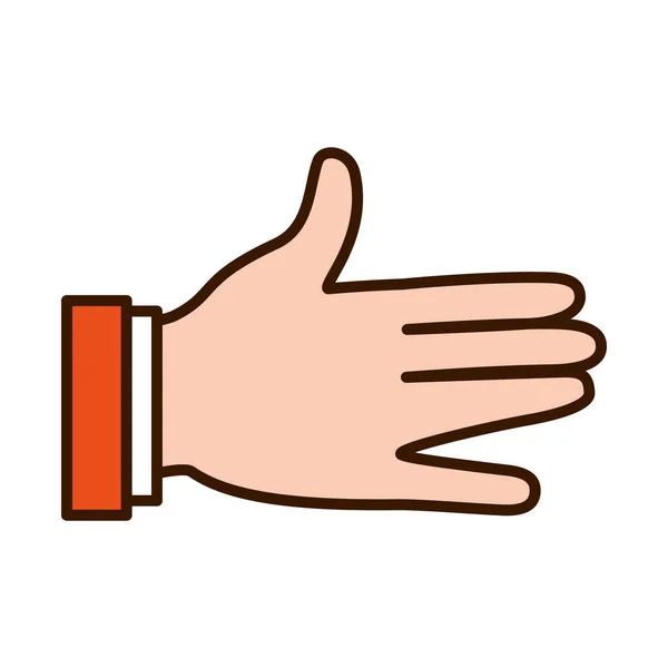 Ręczne wyrażenie gestu na języku migowym, linii i wypełnić styl — Wektor stockowy