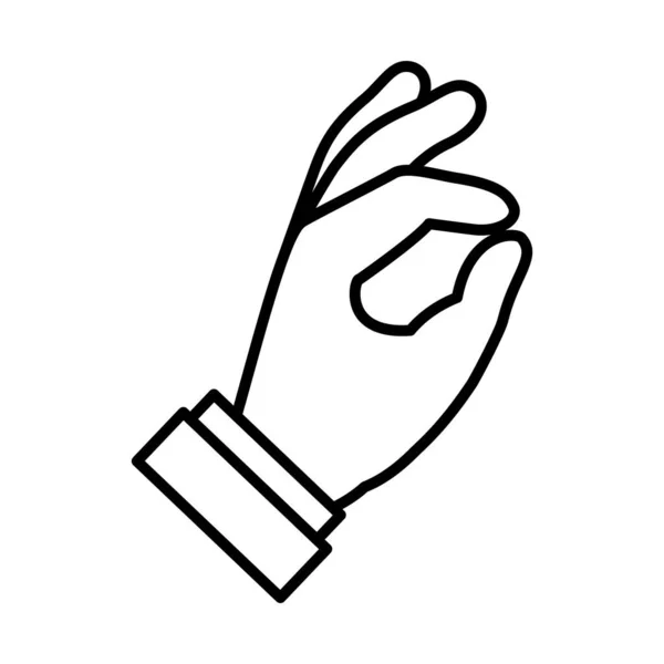 Жест рукой, показывающий букву O на языке жестов, стиль линии — стоковый вектор
