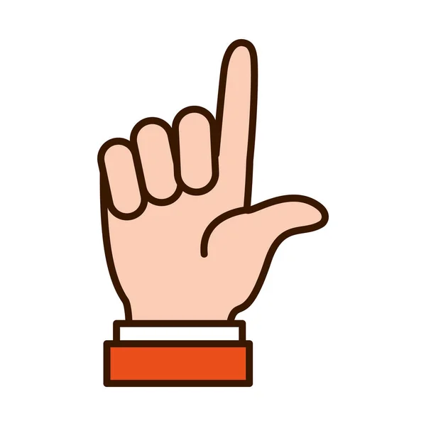 L harfi, satır ve dolgu biçimini gösteren el hareketi — Stok Vektör