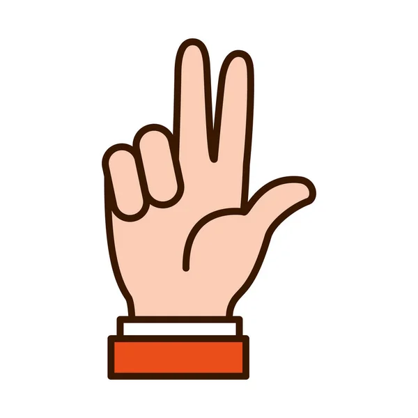 Ruční gesto zobrazující 3 čísla, řádky a styl výplně — Stockový vektor