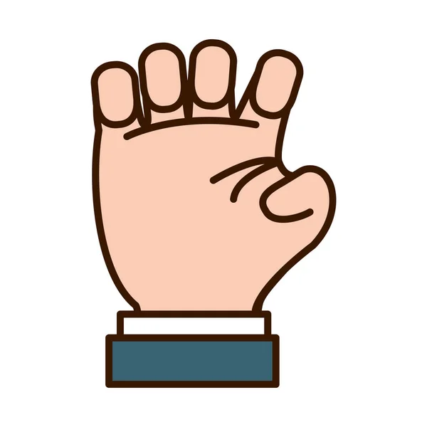 Hand gebaar met S letter, lijn en vul stijl — Stockvector