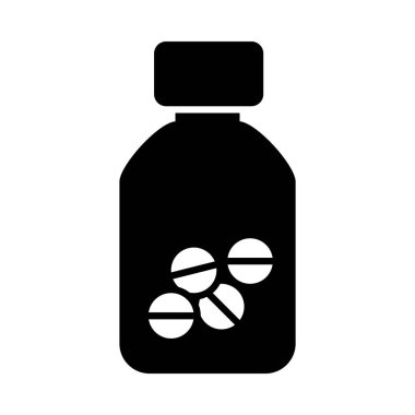 Tıbbi hap şişesi ikonu, siluet tarzı