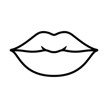 Pop sanat konsepti, seksi kadın dudakları ikonu, çizgi tarzı.
