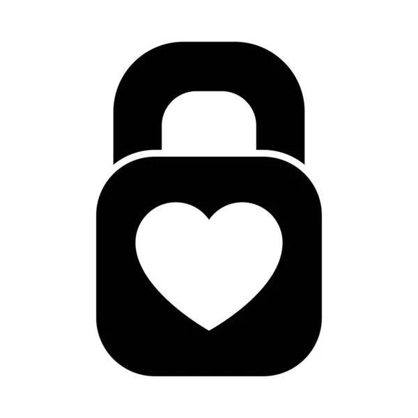 Padlock with heart icon, silhouette style — Stock Vector