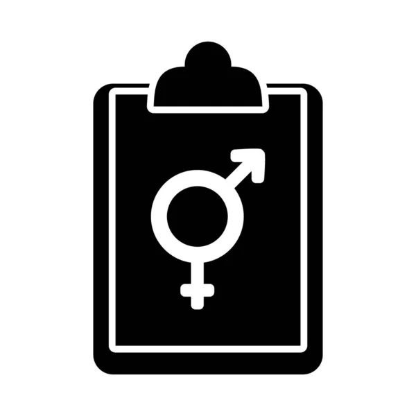 Presse-papiers avec symbole de genre féminin et masculin, style silhouette — Image vectorielle