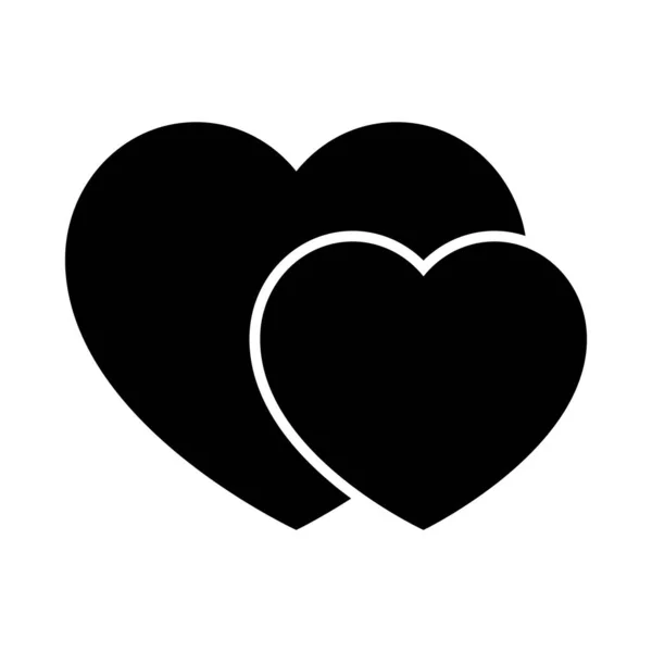 Два сердца икона, силуэт стиль — стоковый вектор