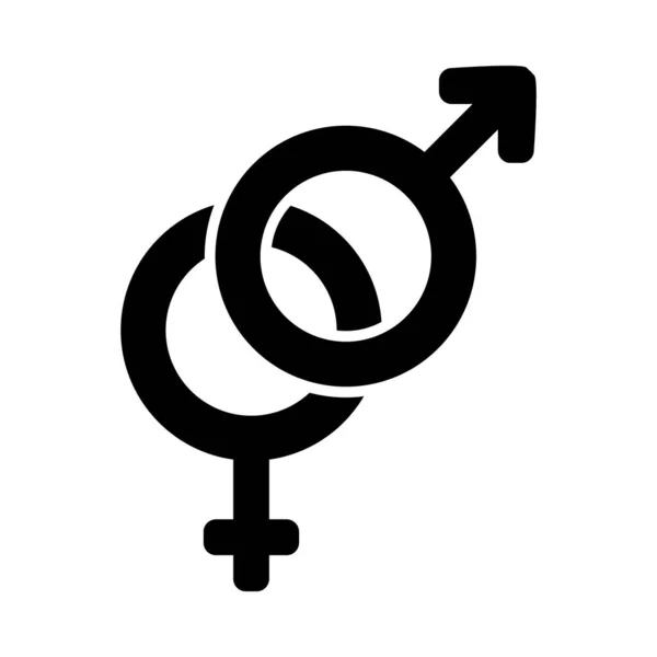 Weibliche und männliche Geschlechtssymbole verbunden, Silhouettenstil — Stockvektor