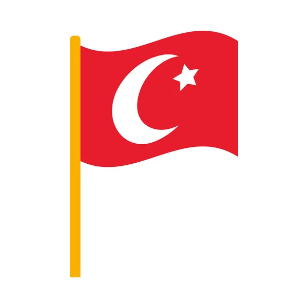 Turkey flag icon, flat style — Stock Vector