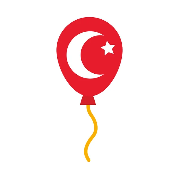 Повітряна куля з дизайном прапора Туреччини, плоский стиль — стоковий вектор