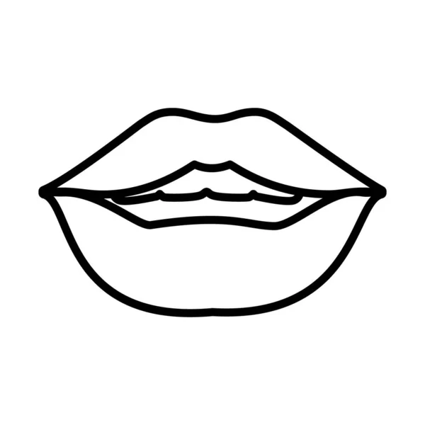 Pop art έννοια, γυναικεία χείλη εικονίδιο, γραμμή στυλ — Διανυσματικό Αρχείο
