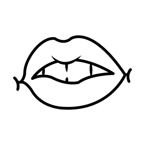 Pop art icône de la bouche, style ligne — Image vectorielle