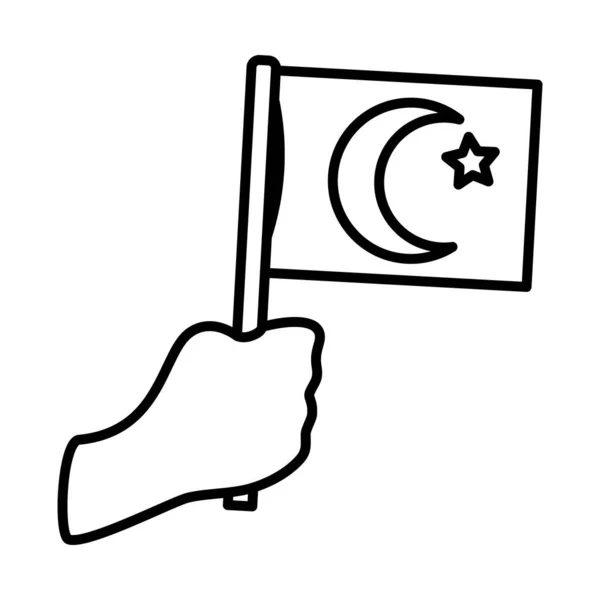 Hand mit einem Symbol der Truthahnfahne, Linienstil — Stockvektor