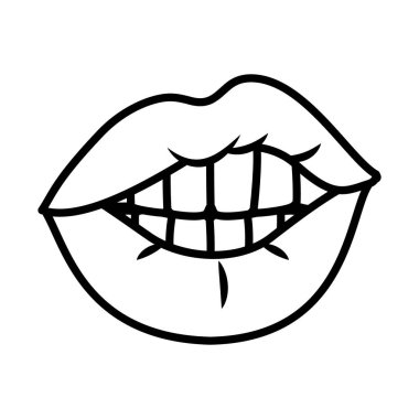 Dişlerini gösteren pop sanatsal ağız, çizgi tarzı.